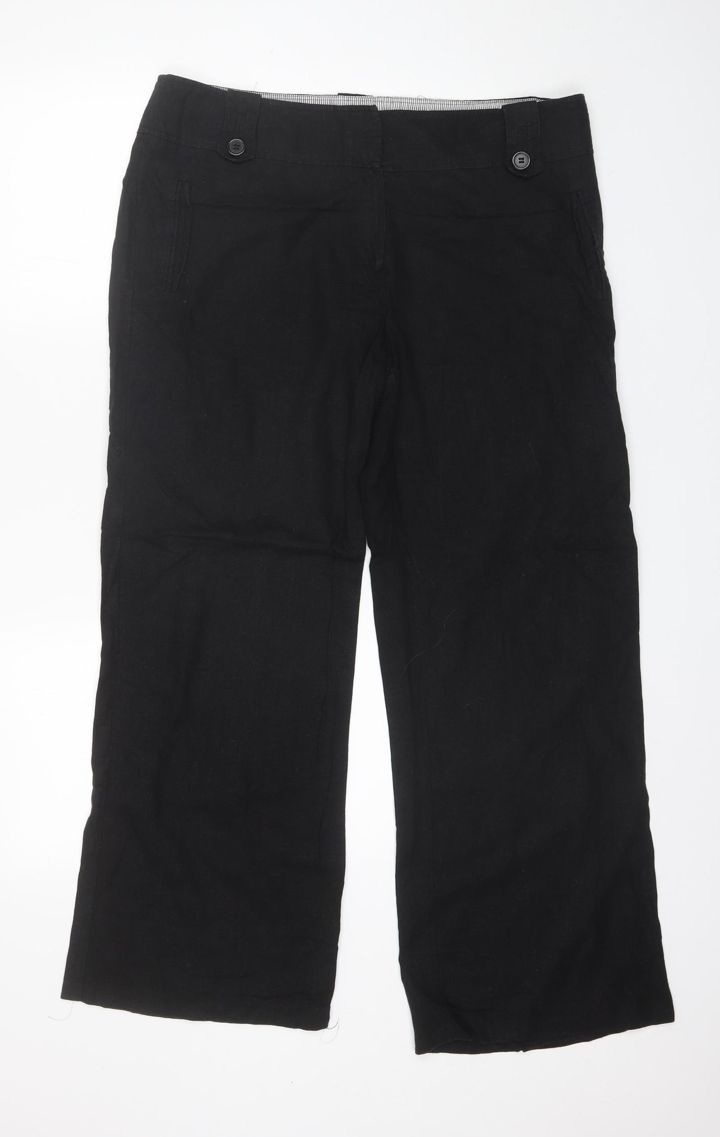 New Look Womens Black  Linen Trousers  Size 16 L29 in Regular