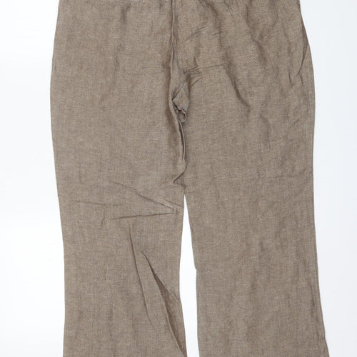 Per Una Womens Brown  Linen Trousers  Size 14 L29 in Regular