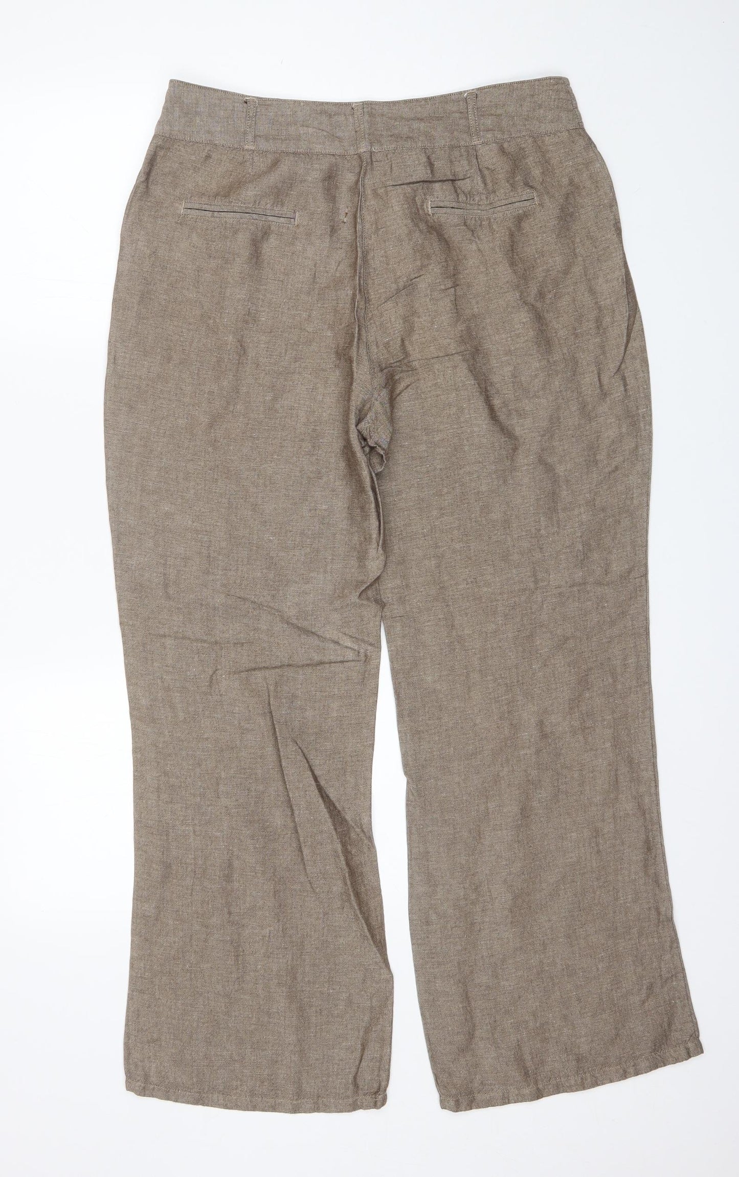 Per Una Womens Brown  Linen Trousers  Size 14 L29 in Regular