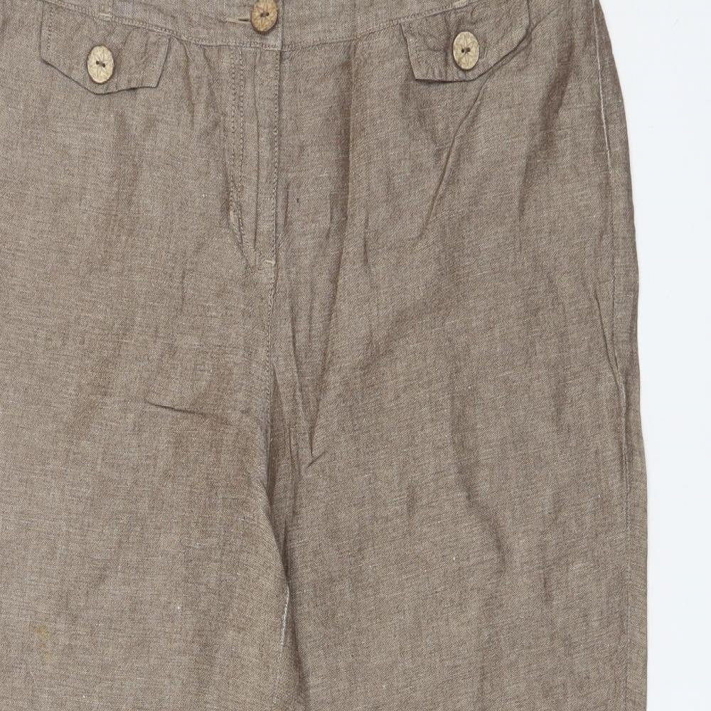 Per Una Womens Brown  Linen Trousers  Size 14 L29 in Regular