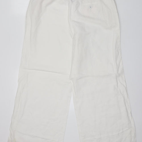 Marks and Spencer Womens White  Cotton Trousers  Size 18 L27 in Regular  - Short length