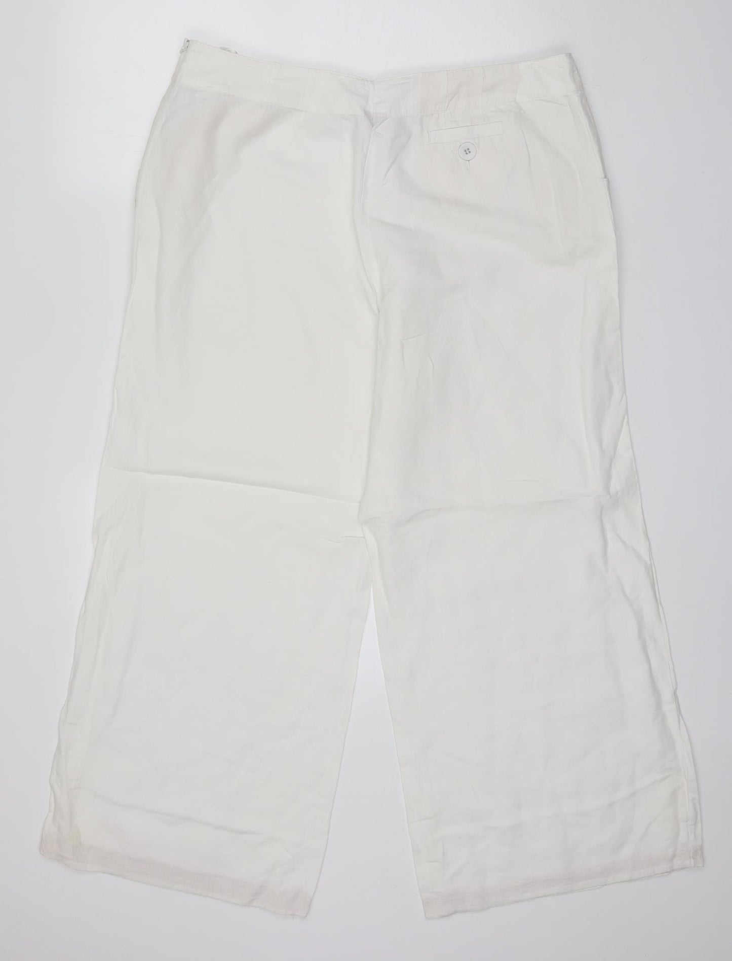 Marks and Spencer Womens White  Cotton Trousers  Size 18 L27 in Regular  - Short length