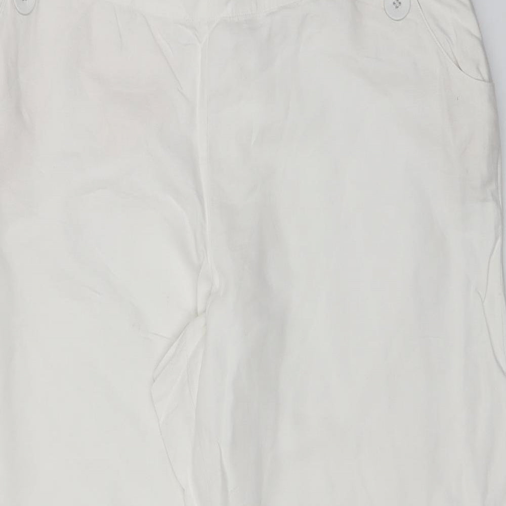 Marks and Spencer Womens White  Cotton Trousers  Size 18 L27 in Regular  - Short length