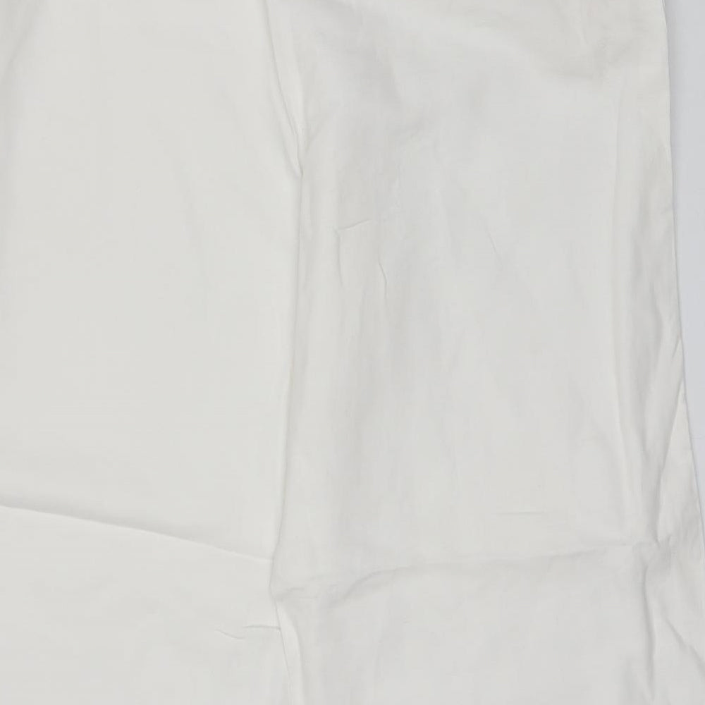Marks and Spencer Womens White  Cotton Trousers  Size 18 L27 in Regular  - Short length