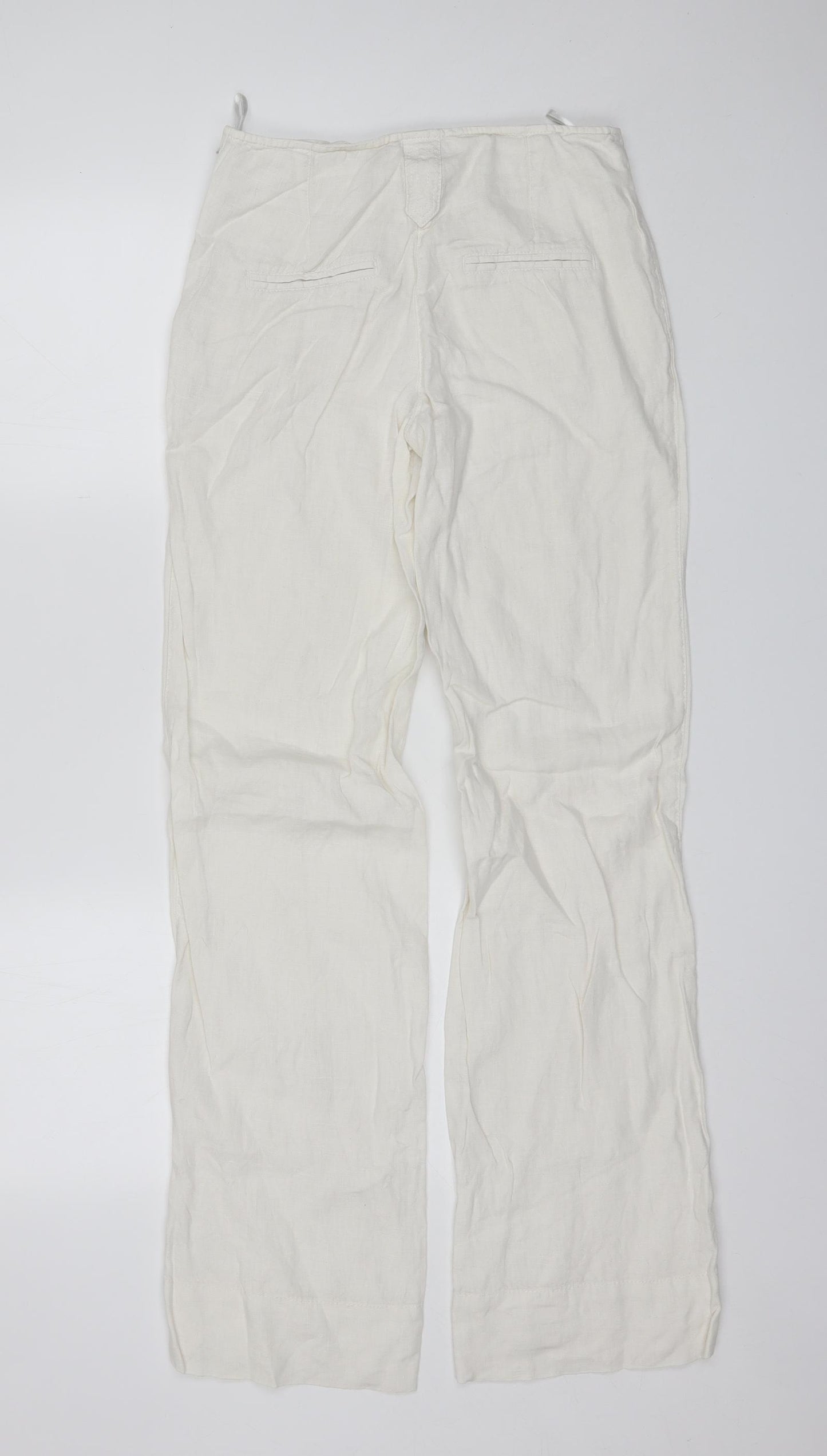 Topshop Womens White  Linen Trousers  Size 8 L32 in Regular