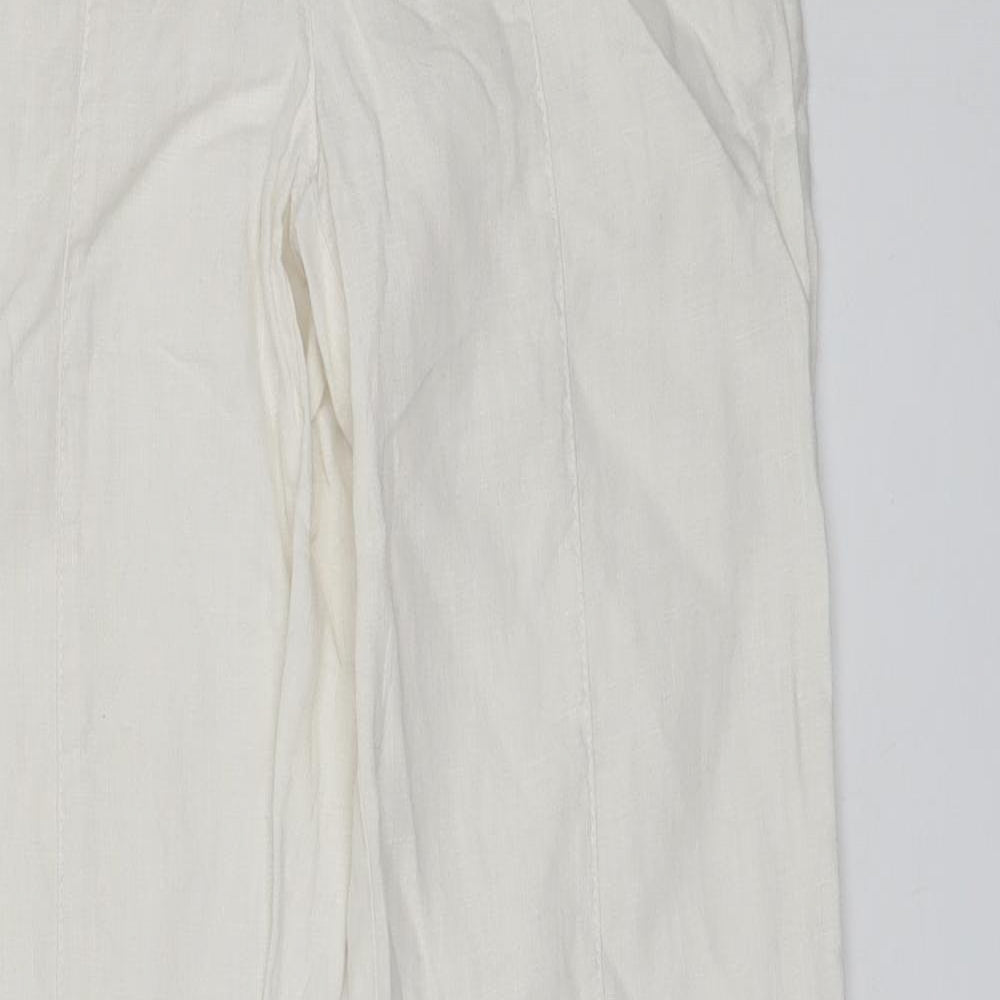 Topshop Womens White  Linen Trousers  Size 8 L32 in Regular