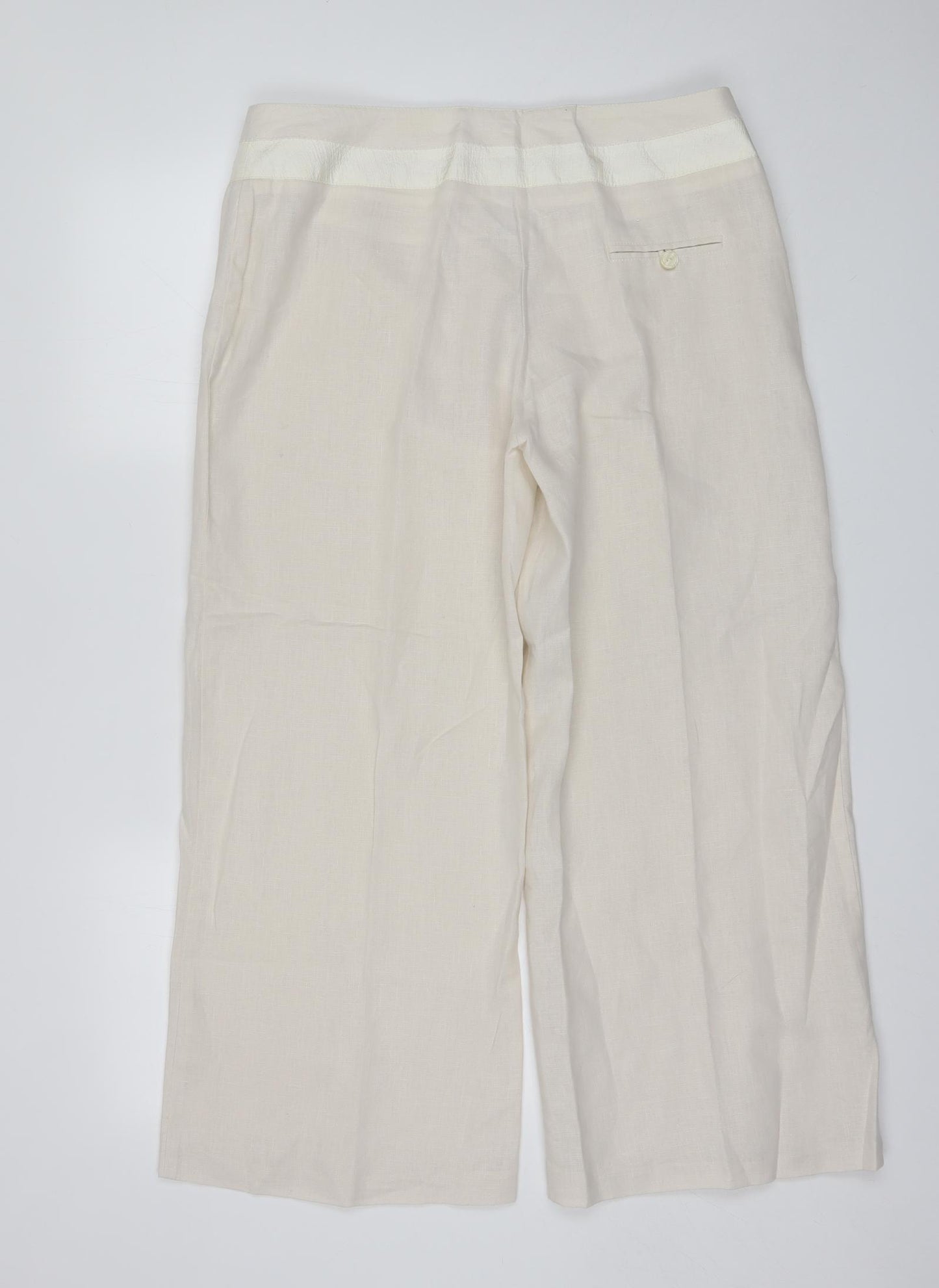 Jaqueline Riu Womens Ivory  Linen Trousers  Size 16 L26 in Regular