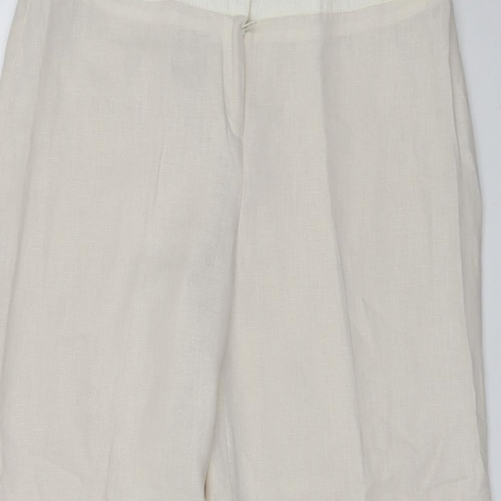 Jaqueline Riu Womens Ivory  Linen Trousers  Size 16 L26 in Regular