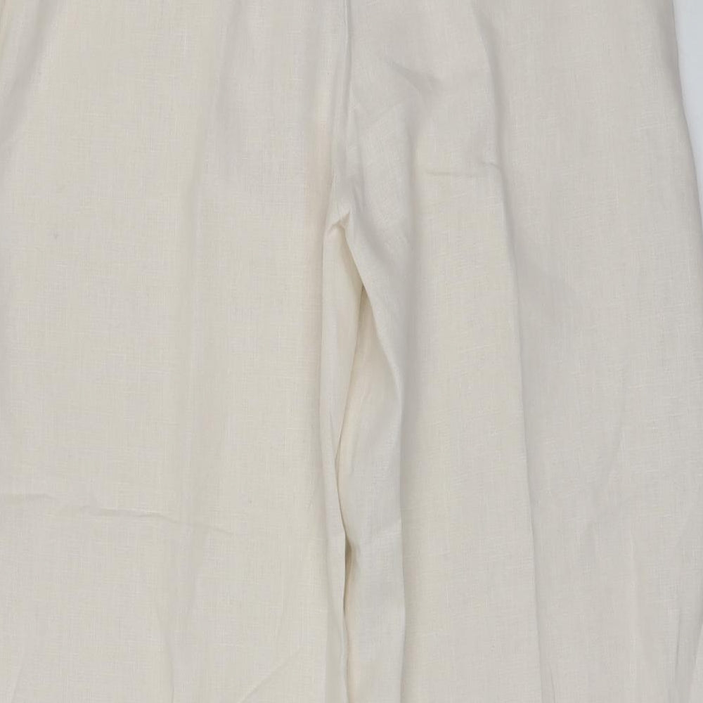 Jaqueline Riu Womens Ivory  Linen Trousers  Size 16 L26 in Regular