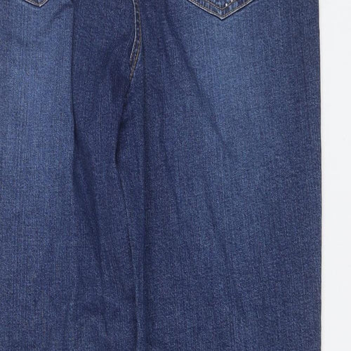 Together Womens Blue Floral Cotton Straight Jeans Size 16 L29 in Regular