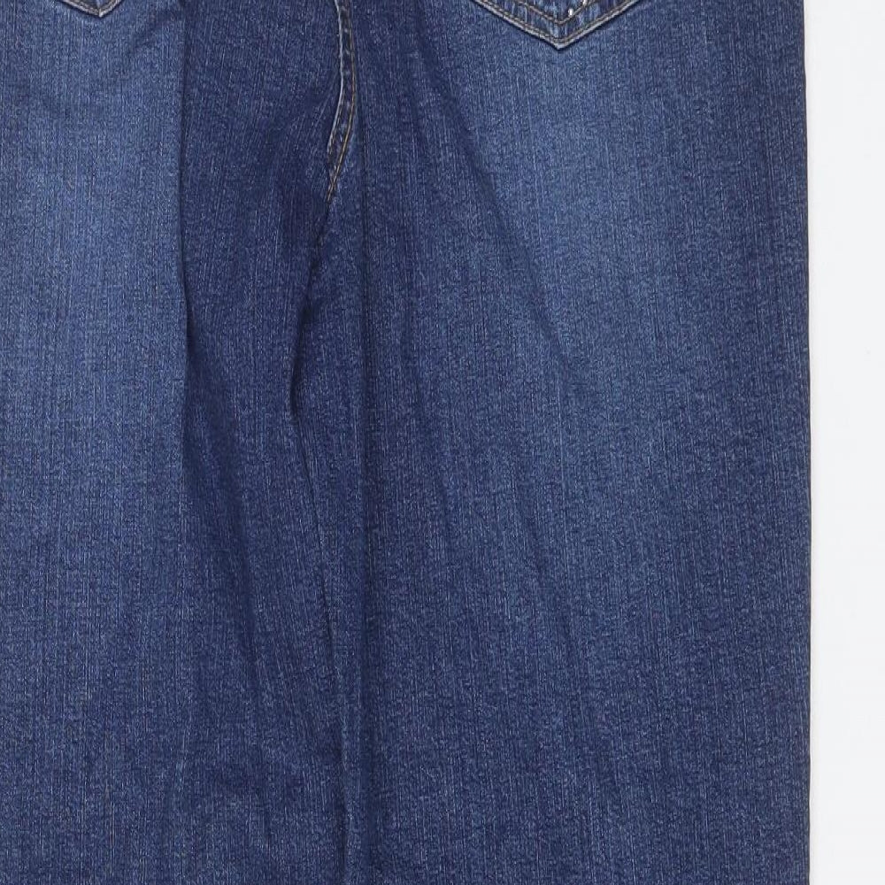 Together Womens Blue Floral Cotton Straight Jeans Size 16 L29 in Regular