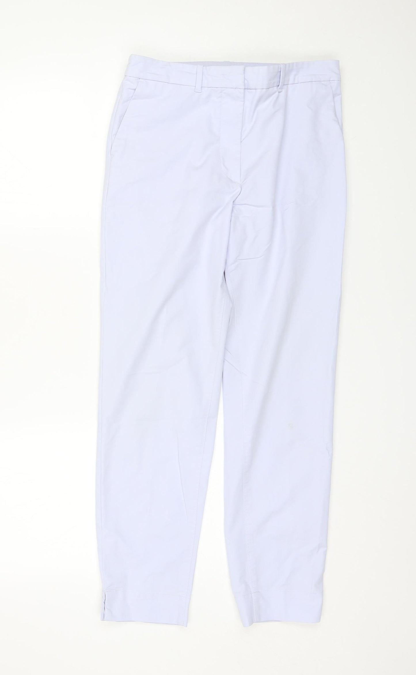 Marks and Spencer Womens Blue  Cotton Trousers  Size 8 L25 in Regular