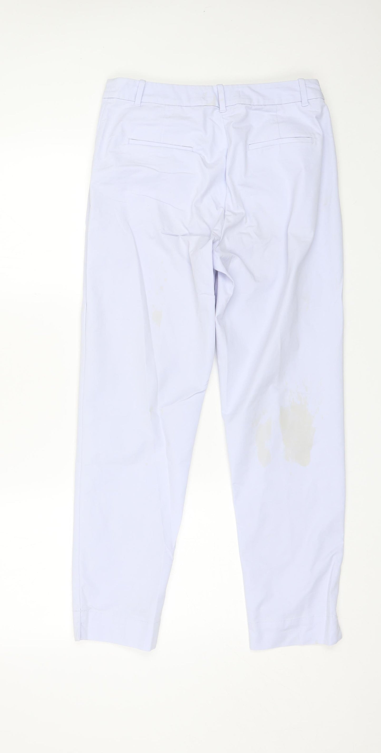 Marks and Spencer Womens Blue  Cotton Trousers  Size 8 L25 in Regular