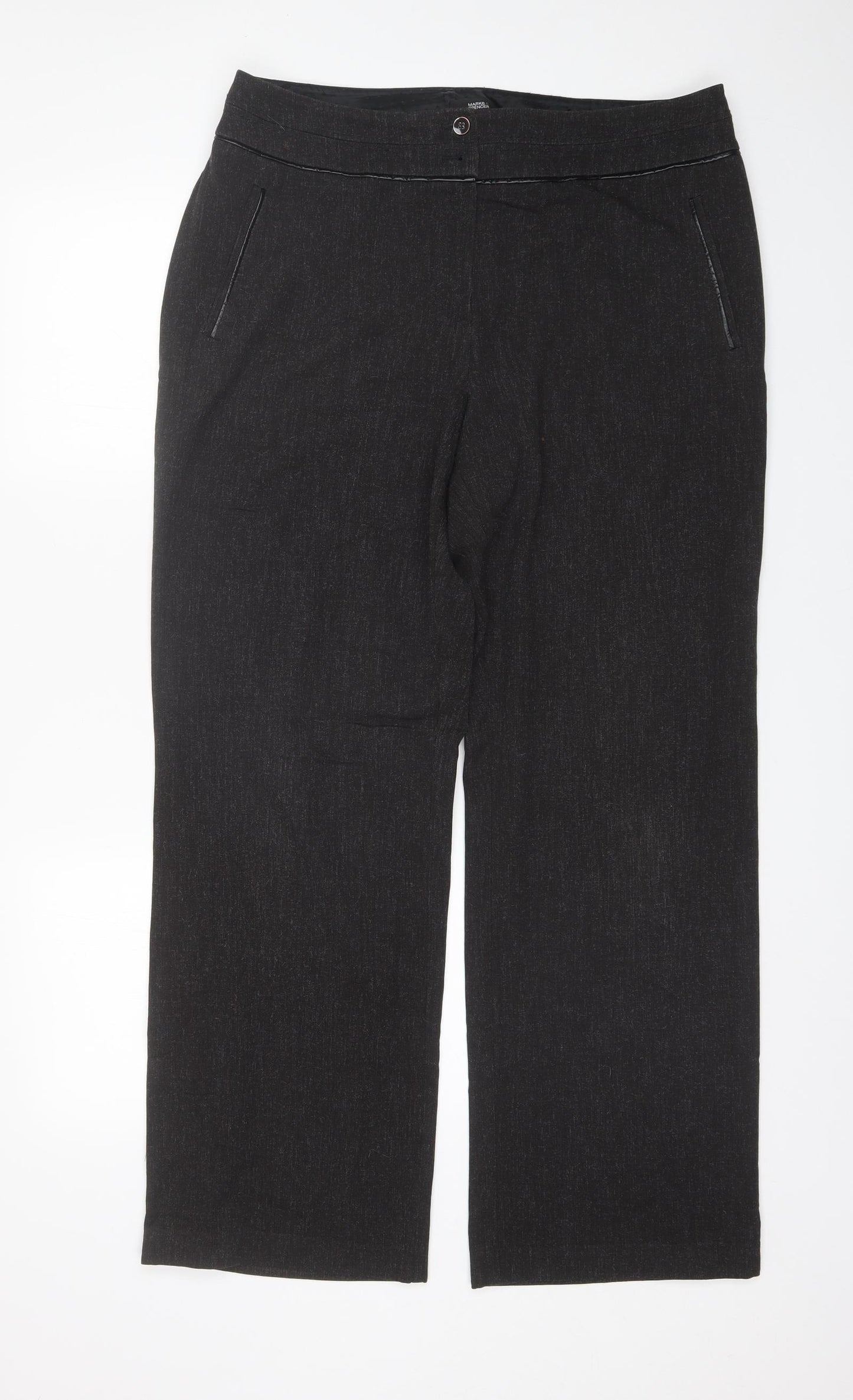 Marks and Spencer Womens Black  Polyester Dress Pants Trousers Size 16 L30 in Regular