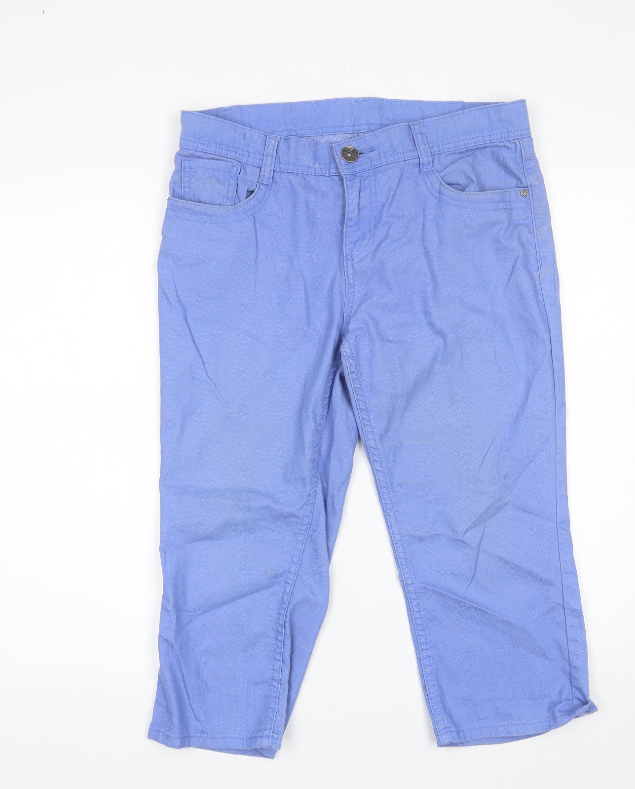 Marks and Spencer Womens Blue  Cotton Cropped Jeans Size 12 L20 in Regular
