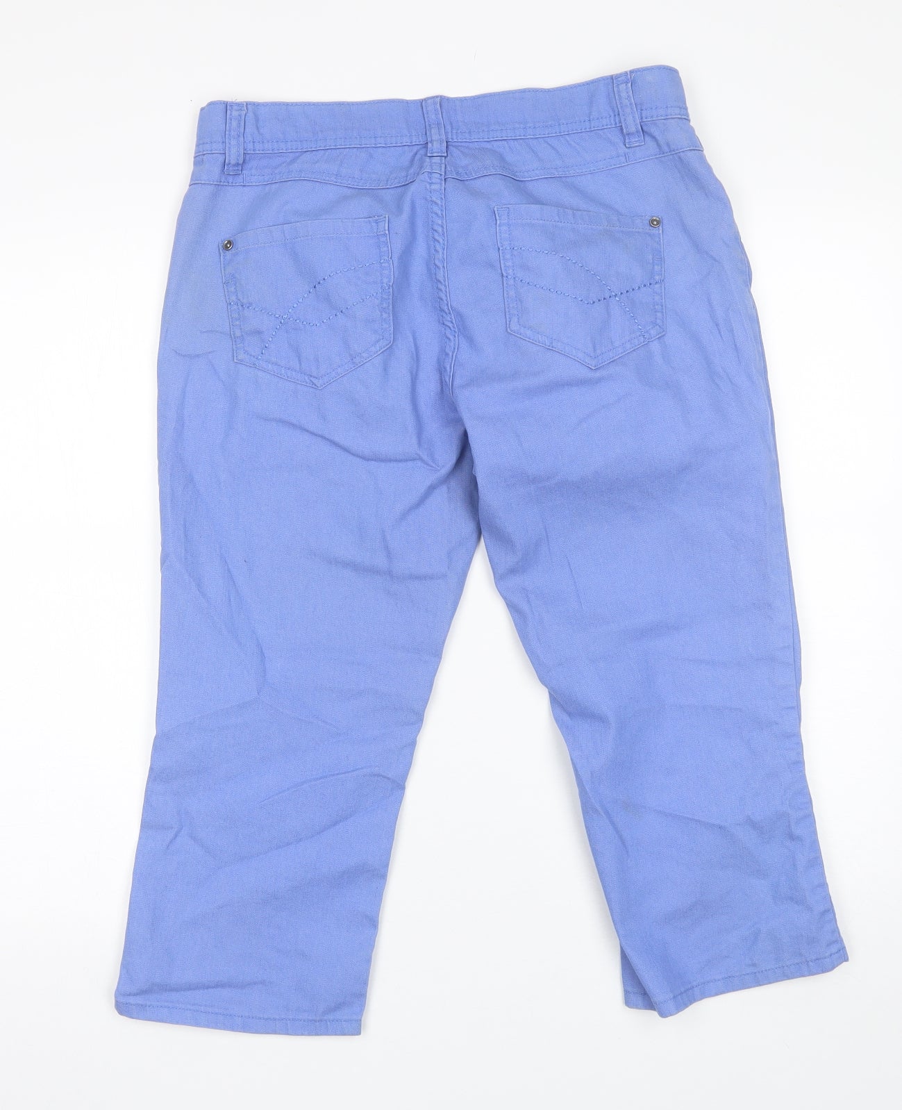 Marks and Spencer Womens Blue  Cotton Cropped Jeans Size 12 L20 in Regular