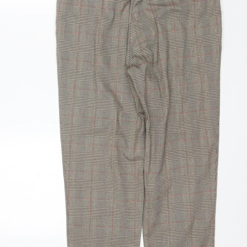 F&F Womens Brown Plaid Polyester Dress Pants Trousers Size 8 L27 in Regular