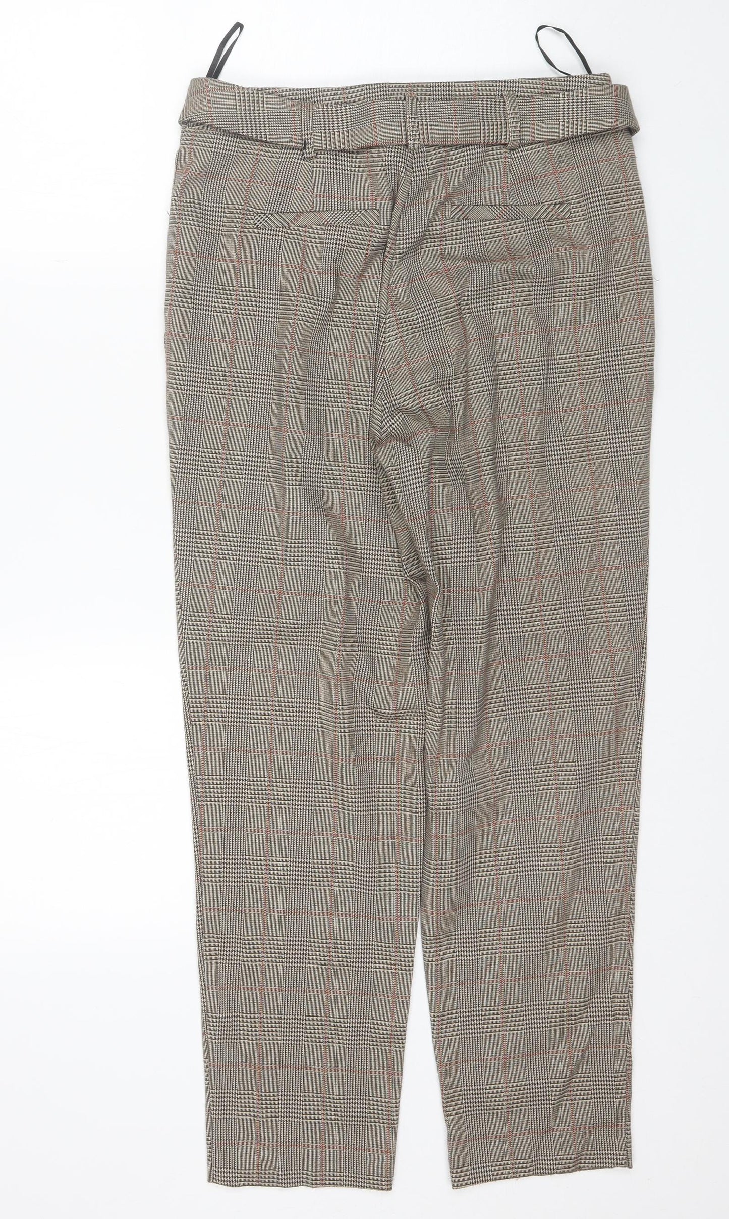F&F Womens Brown Plaid Polyester Dress Pants Trousers Size 8 L27 in Regular
