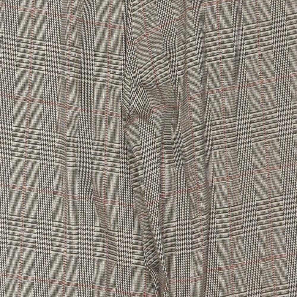 F&F Womens Brown Plaid Polyester Dress Pants Trousers Size 8 L27 in Regular