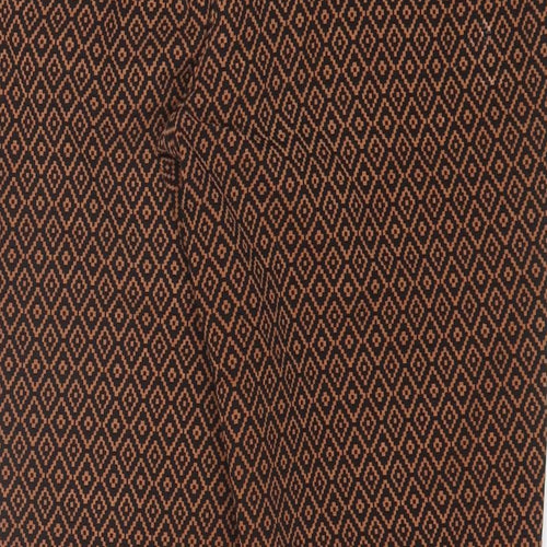 Marks and Spencer Womens Brown Geometric Cotton Trousers  Size 12 L26 in Regular