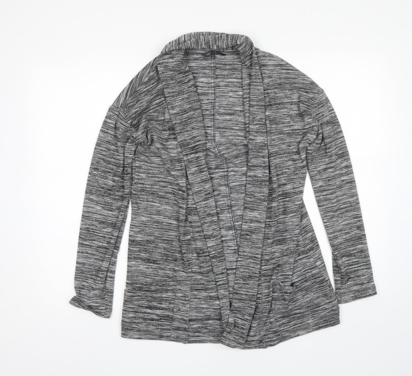 Marks and Spencer Womens Grey Collared  Polyester Cardigan Jumper Size 10