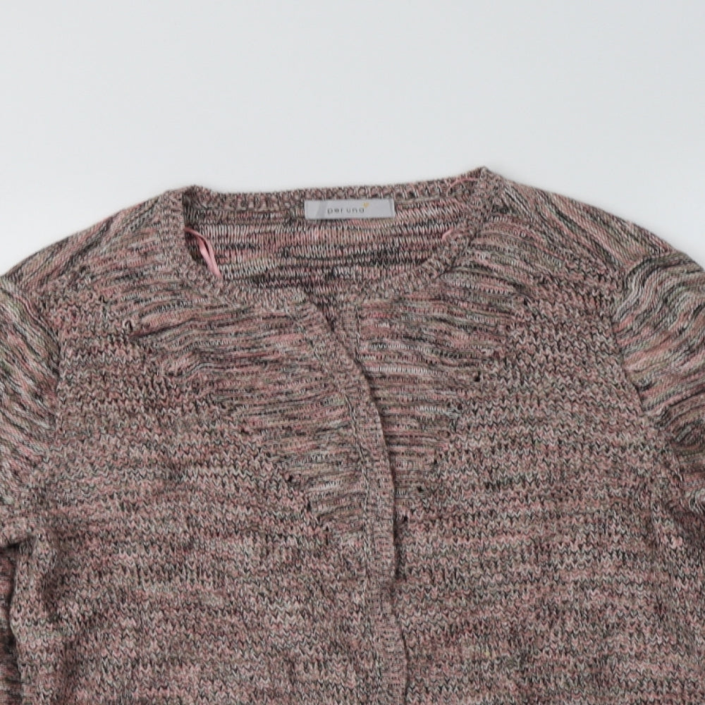 Per Una Womens Pink V-Neck  Cotton Cardigan Jumper Size 14