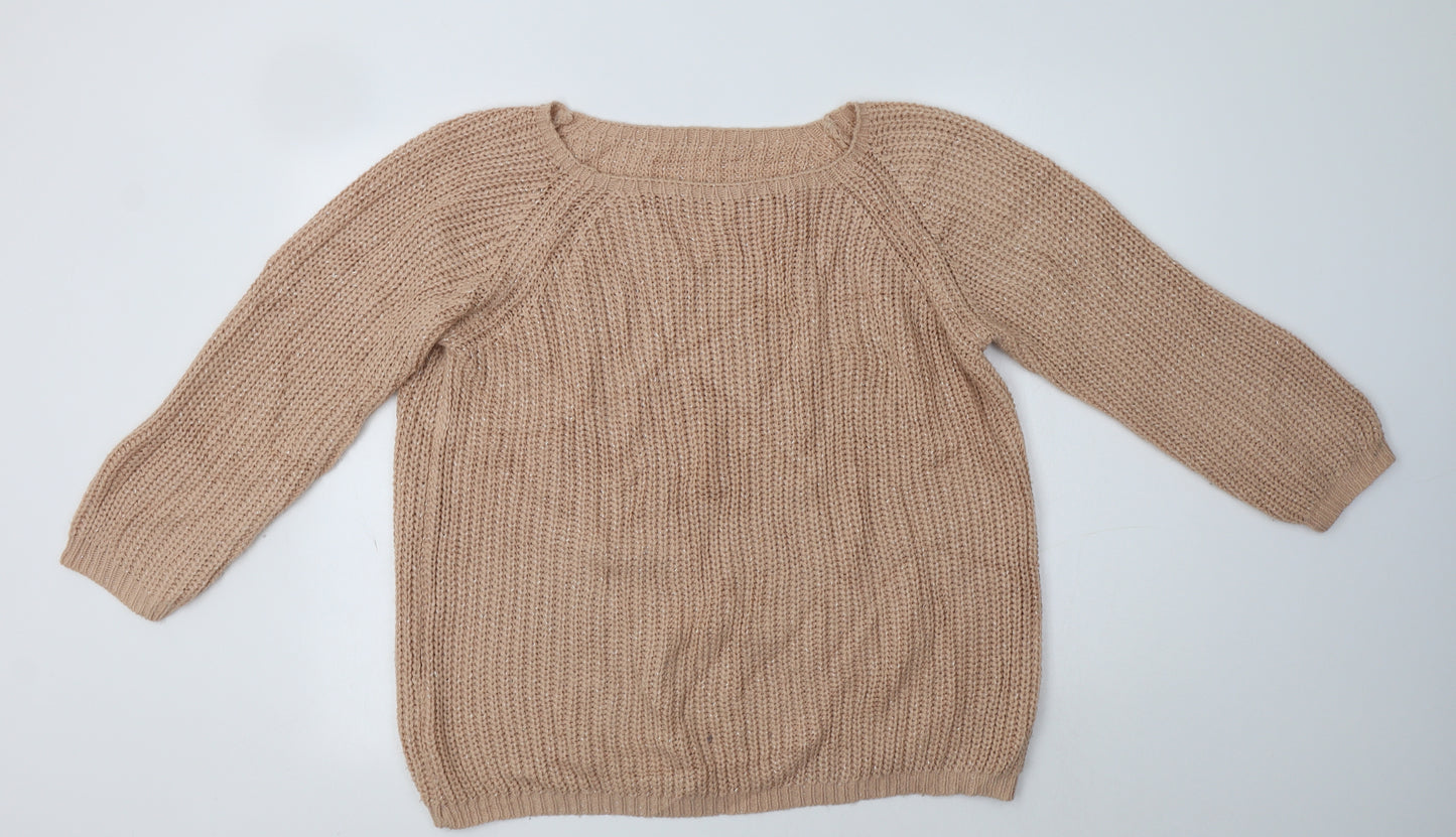 Preworn Womens Pink Round Neck  Acrylic Pullover Jumper Size L