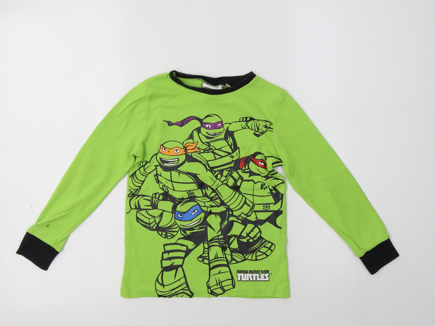 H&M Boys Green  Cotton Basic T-Shirt Size 4-5 Years Crew Neck  - Ninja Turtles