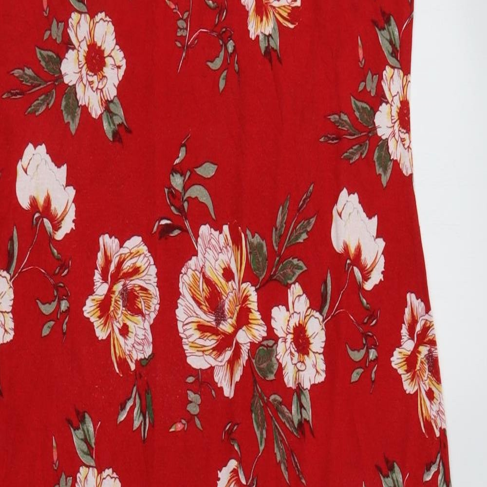 Very Womens Red Floral Viscose Maxi  Size 22  V-Neck