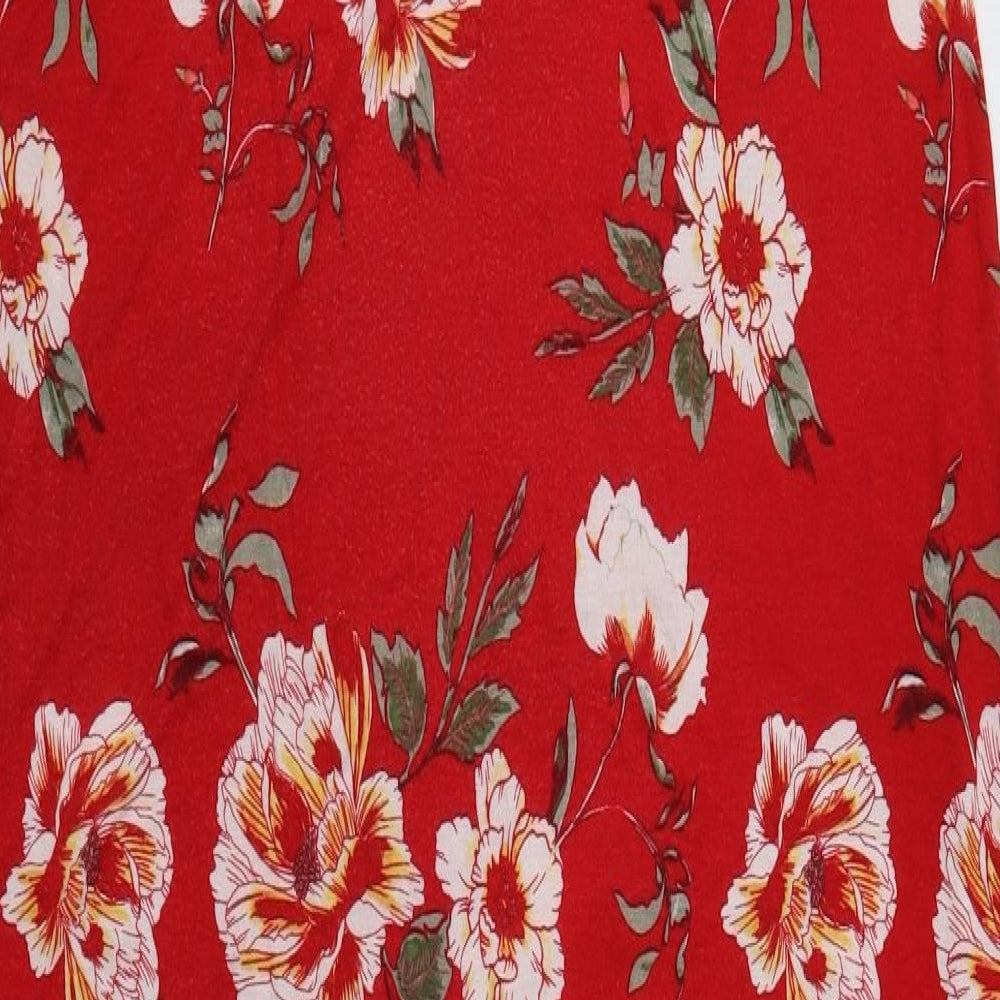 Very Womens Red Floral Viscose Maxi  Size 22  V-Neck