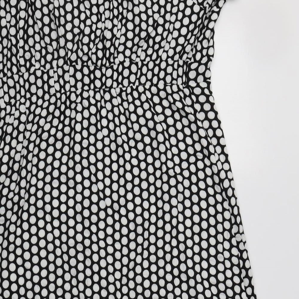 Glamorous Curve Womens Black Polka Dot Viscose Fit & Flare  Size 22  Off the Shoulder
