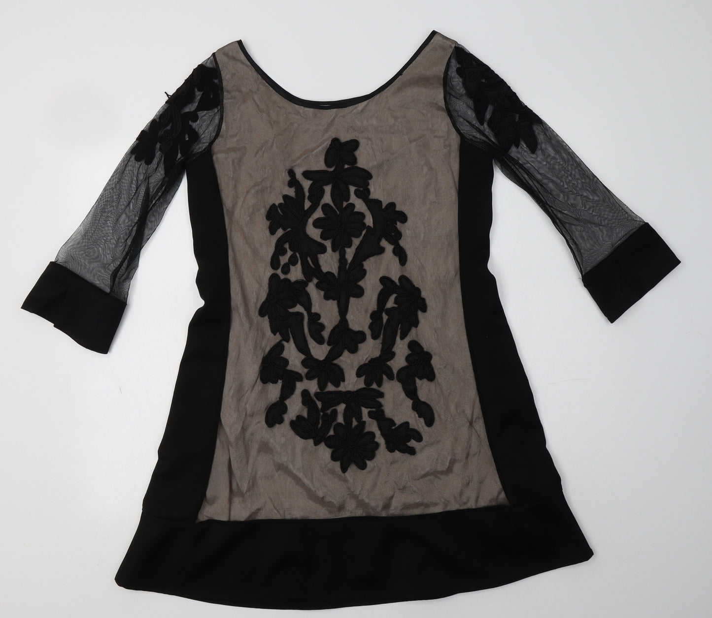 Nougat Womens Black Floral Nylon A-Line  Size M