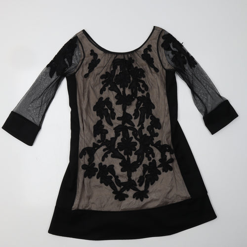 Nougat Womens Black Floral Nylon A-Line  Size M