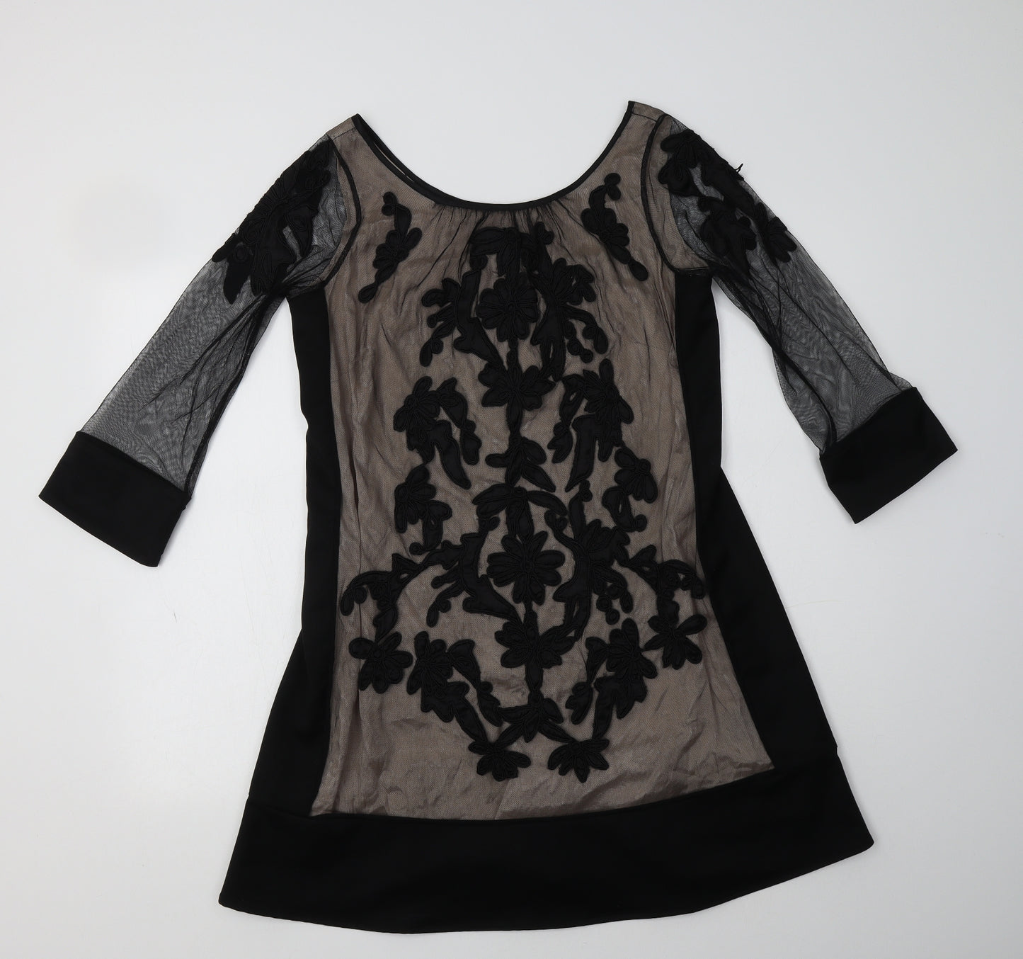 Nougat Womens Black Floral Nylon A-Line  Size M