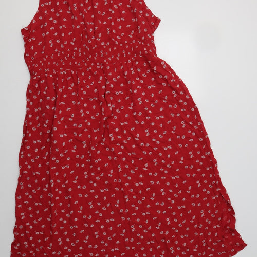 Fat Face Womens Red Floral Viscose Mermaid  Size 22  Round Neck