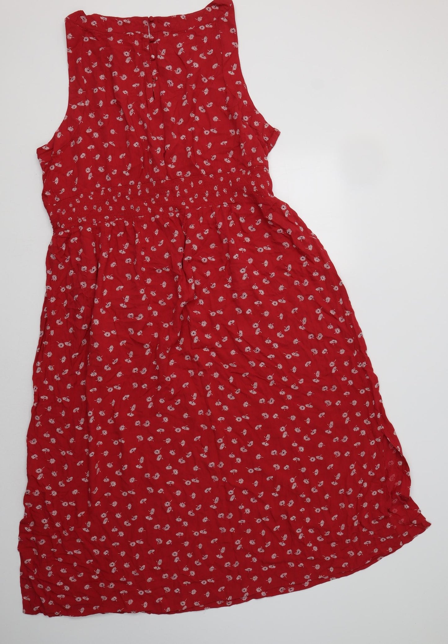 Fat Face Womens Red Floral Viscose Mermaid  Size 22  Round Neck
