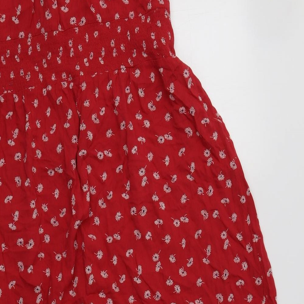 Fat Face Womens Red Floral Viscose Mermaid  Size 22  Round Neck