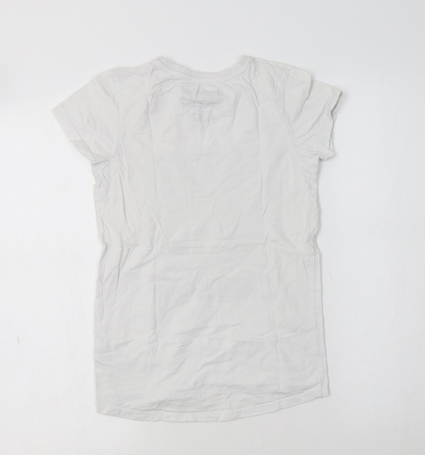 Primark Girls White  Cotton Basic T-Shirt Size 11-12 Years Crew Neck  - Minecraft