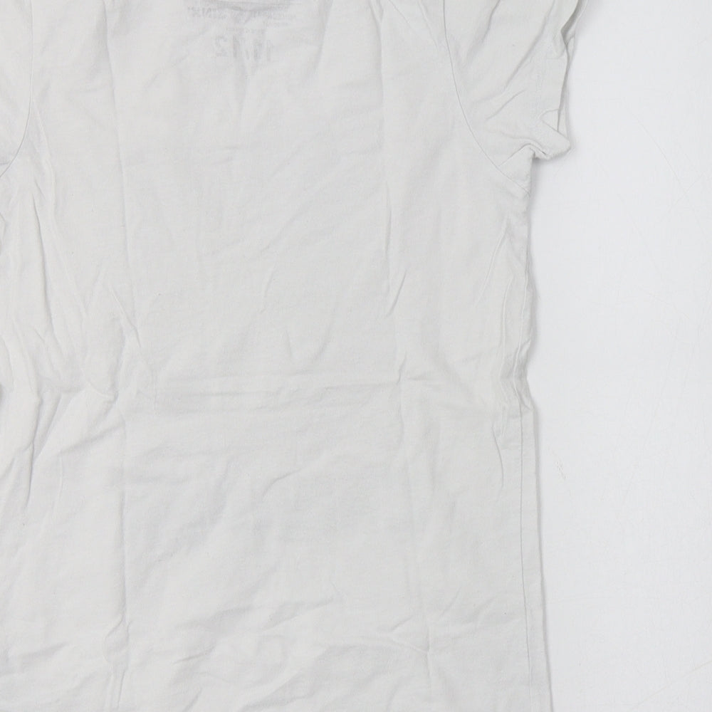 Primark Girls White  Cotton Basic T-Shirt Size 11-12 Years Crew Neck  - Minecraft
