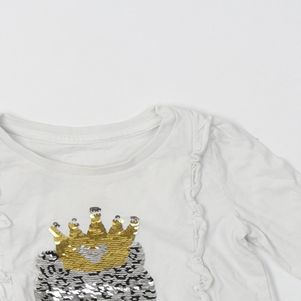 Matalan Baby White  Cotton Basic T-Shirt Size 9-12 Months Crew Neck  - Cat