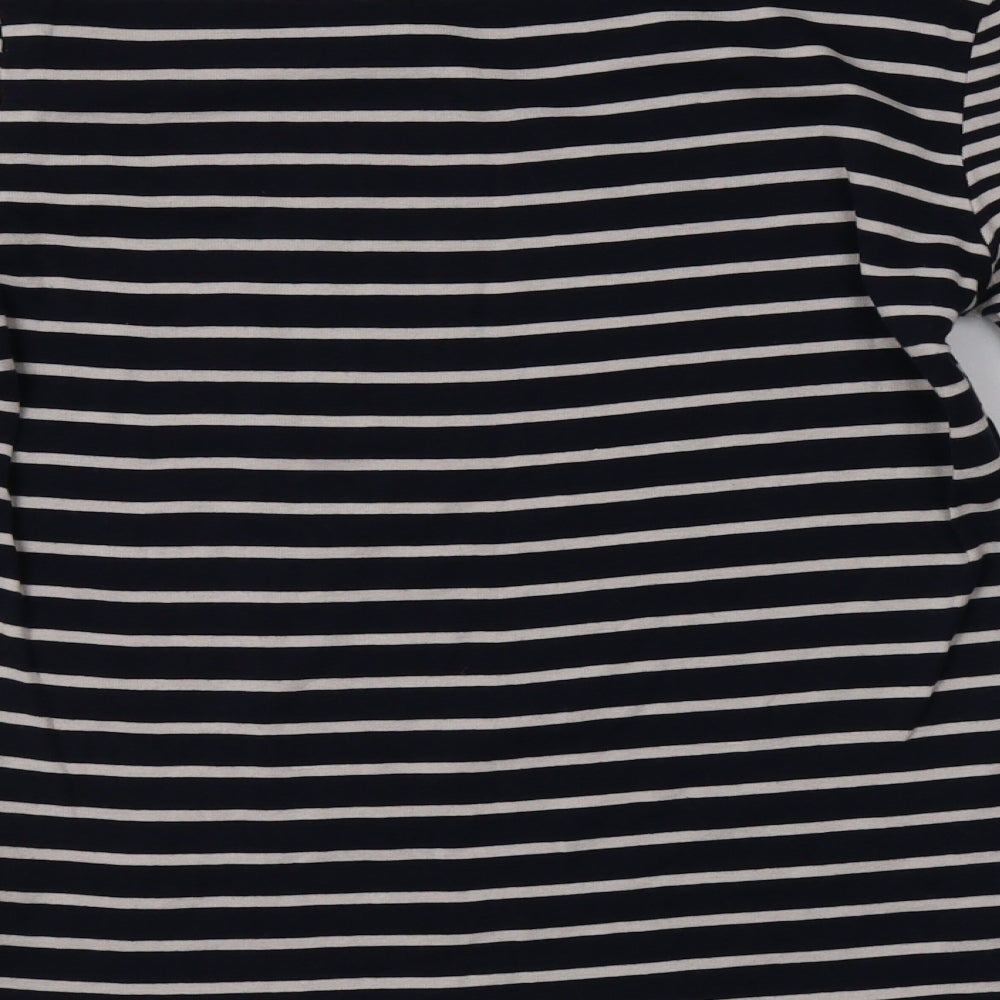 Debenhams Womens Blue Striped Cotton Basic T-Shirt Size 14 Round Neck