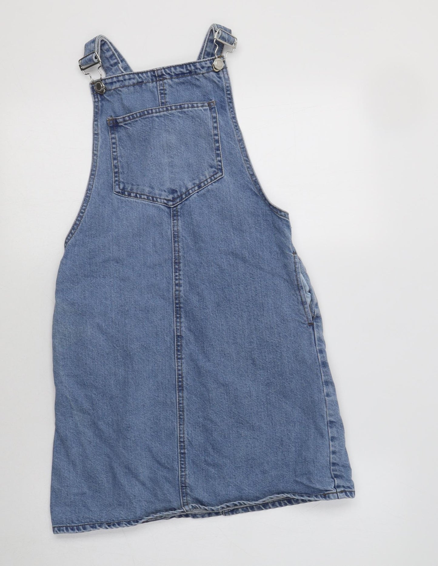 Primark Womens Blue  Cotton Pinafore/Dungaree Dress  Size 6  Square Neck