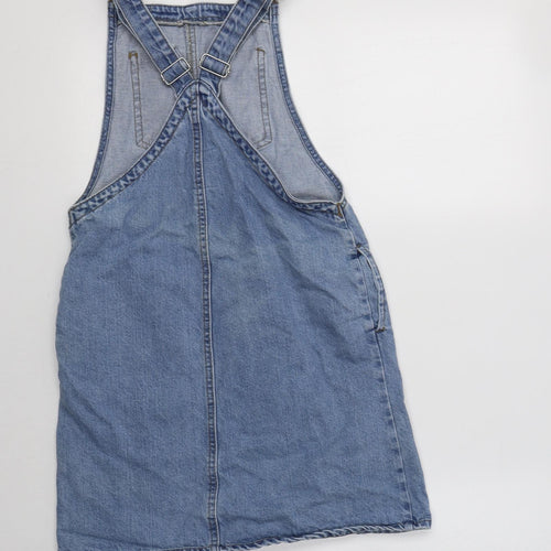 Primark Womens Blue  Cotton Pinafore/Dungaree Dress  Size 6  Square Neck