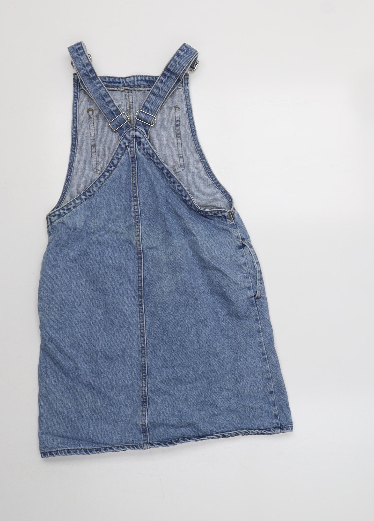 Primark Womens Blue  Cotton Pinafore/Dungaree Dress  Size 6  Square Neck