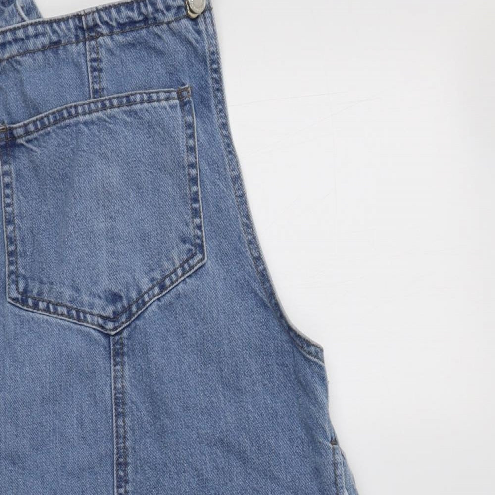 Primark Womens Blue  Cotton Pinafore/Dungaree Dress  Size 6  Square Neck