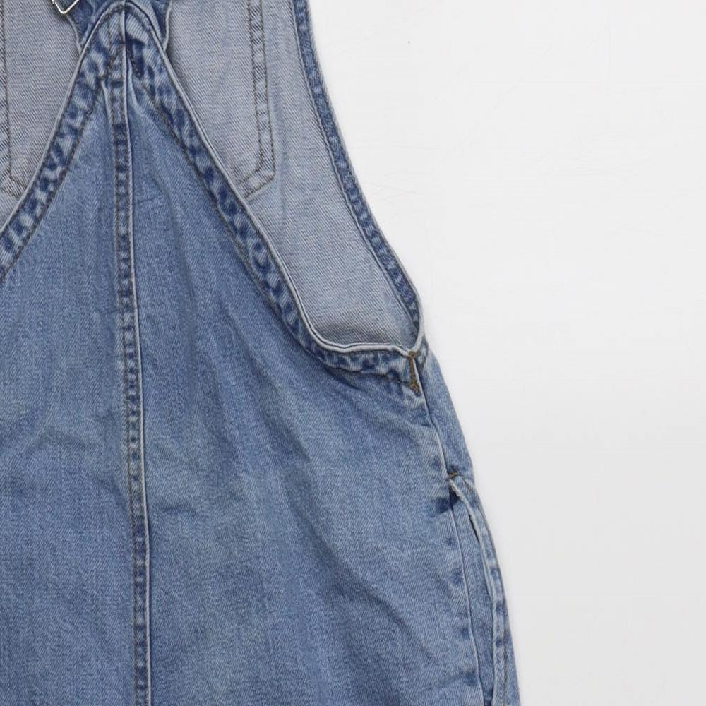 Primark Womens Blue  Cotton Pinafore/Dungaree Dress  Size 6  Square Neck