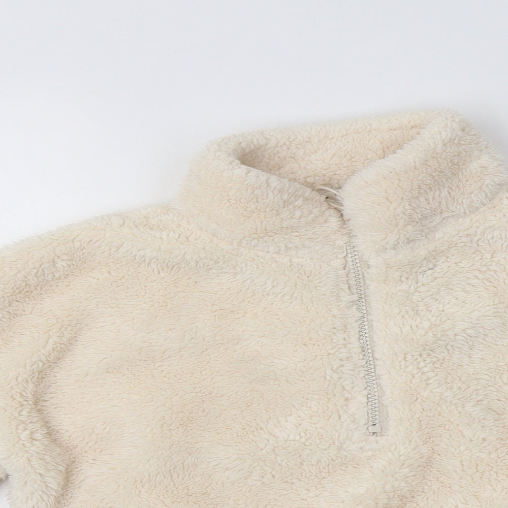Matalan Girls Ivory  Polyester Henley Sweatshirt Size 11 Years   - Fluffy