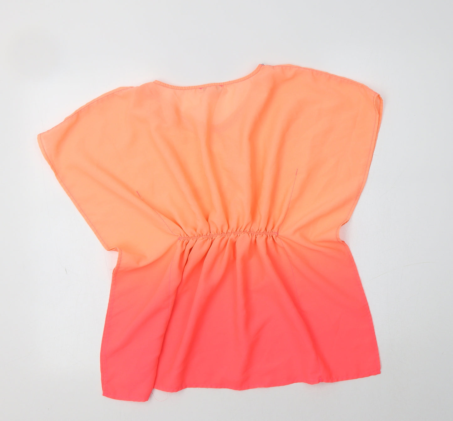 Primark Girls Orange  Polyester Tunic Blouse Size 8-9 Years V-Neck  - Embellished Collar