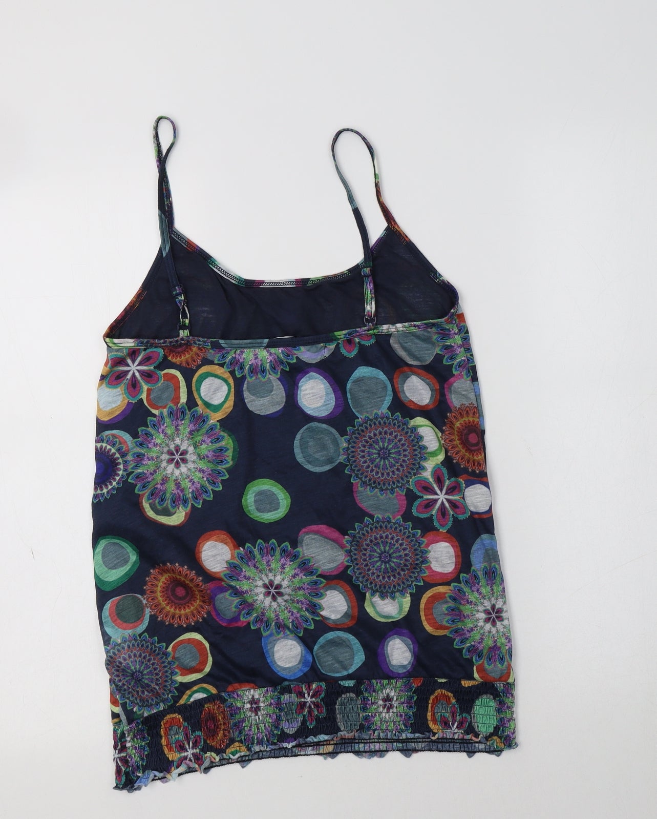 Desigual Womens Blue Floral Polyester Camisole Tank Size M Round Neck