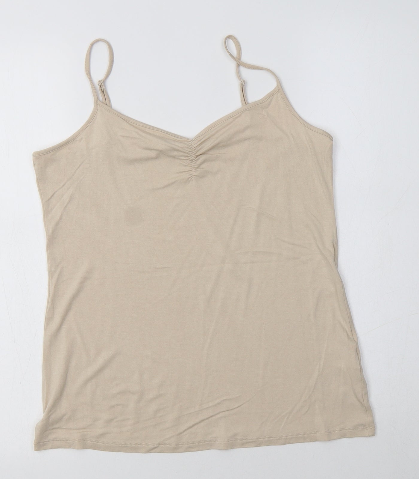 M&S Womens Beige  Viscose Camisole T-Shirt Size 14 V-Neck